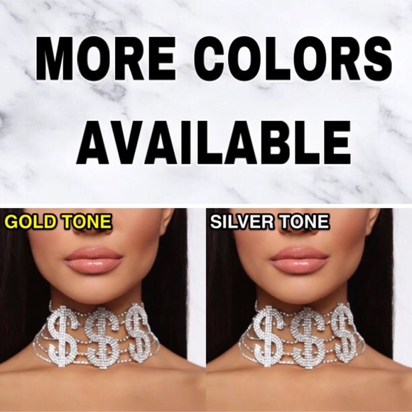 ⚜️[𝗡𝗪𝗧]⚜️$$$ Crystal Gold Big Word Choker NEW - Picture 7 of 9